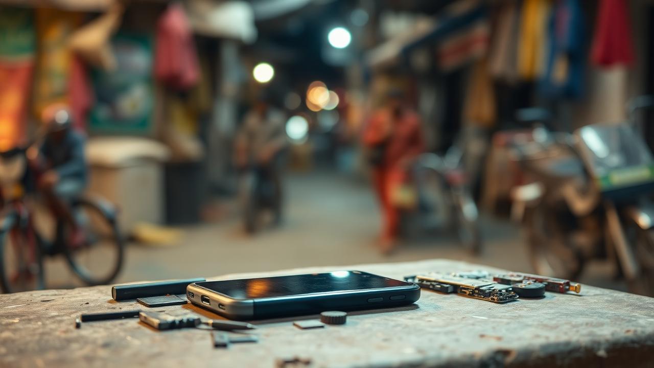 Budget Android phone screen and battery repair on a workbench for a Bailhongal customer of iFixPro